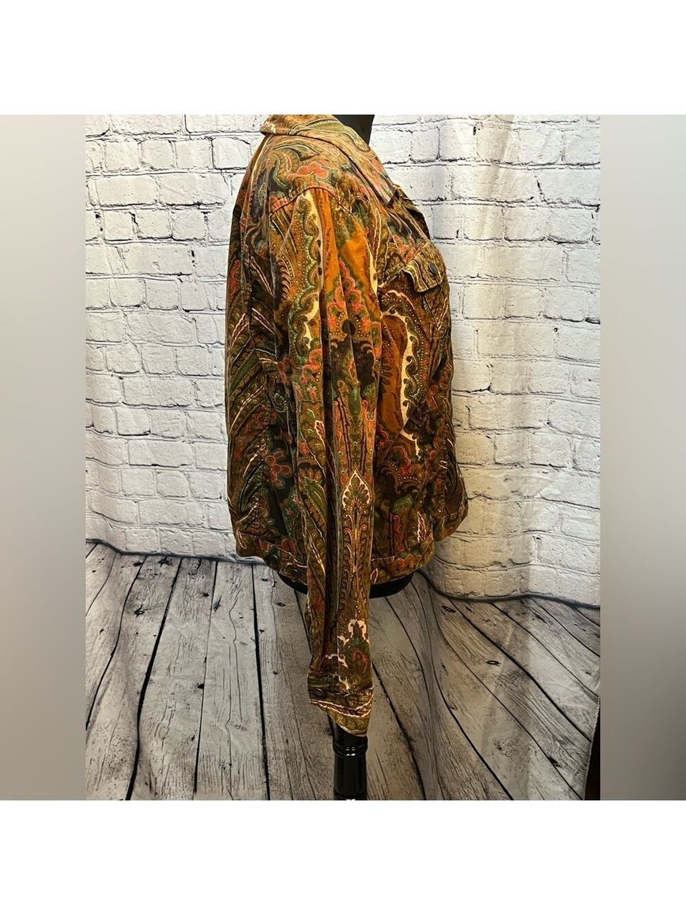 Charter Club Women's Brown Paisley Corduroy Jacket Size Large EUC - Picture 2 of 13